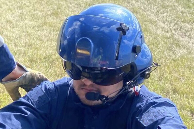 Helicopter winch rescue operation